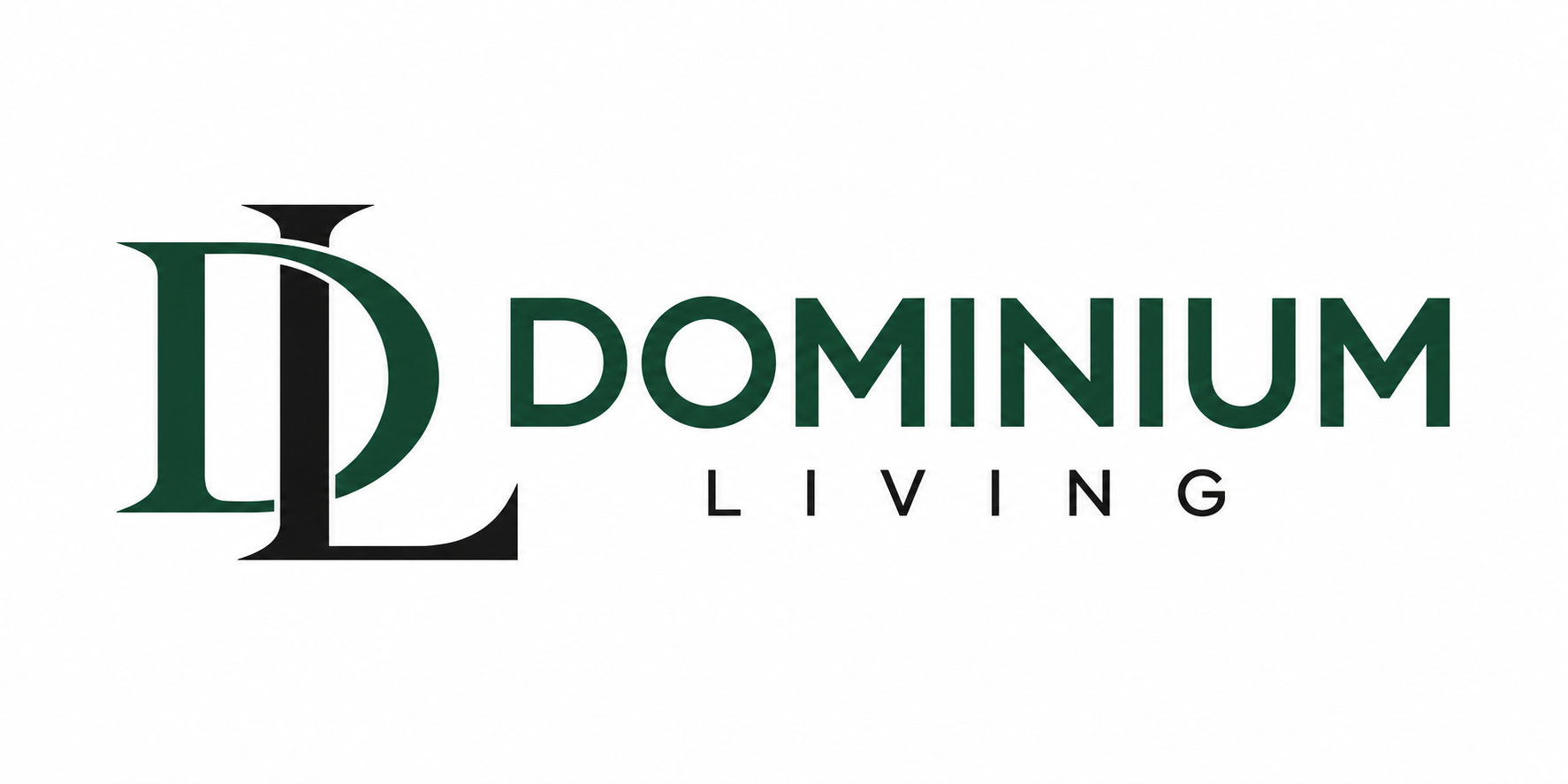 Dominium Living, monograma DL en verde oscuro y negro